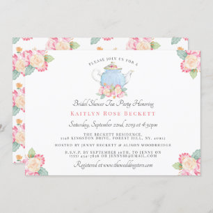 Invitation Watercolor Floral Tea Party FÊTE DES MARIÉES
