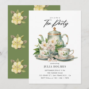Invitation Watercolor Floral Teacup Tea Party