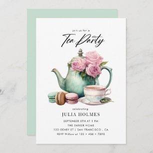 Invitation Watercolor Floral Teacup Tea Party
