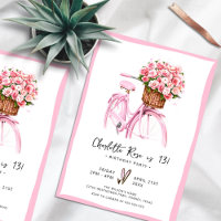 Watercolor Floral Vélo rose fête d'anniversaire
