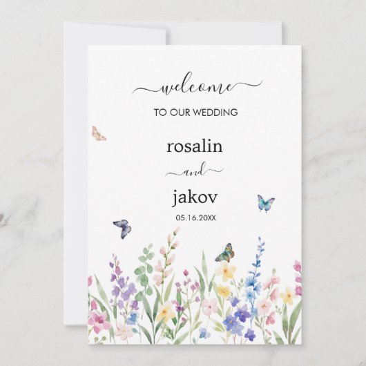 Invitation watercolor floral wedding  (Devant)