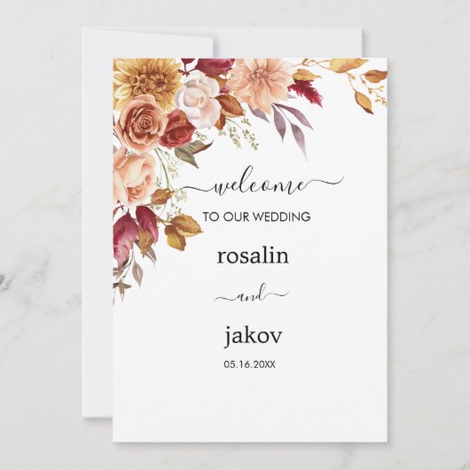 Invitation watercolor floral wedding (Devant)