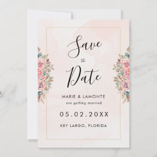 Invitation Watercolor Floral Wedding Enregistrer La Date