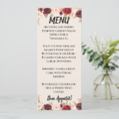 Invitation Watercolor Floral Wedding Menu (Debout devant)