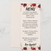 Invitation Watercolor Floral Wedding Menu (Devant / Derrière)