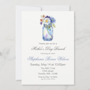 Invitation Watercolor Florals Fête des mères Brunch Tea Party