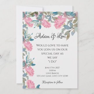 Invitation Watercolor Florals Wedding