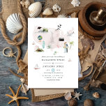 Invitation Watercolor Florida USA Destination Wedding<br><div class="desc">USA carte thème floride destination invitation de mariage avec des icônes américaines célèbres. Tous les éléments sont entièrement personnalisables.</div>