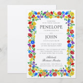 Invitation Watercolor Flower Botanical Garden Rainbow Wedding (Devant / Derrière)
