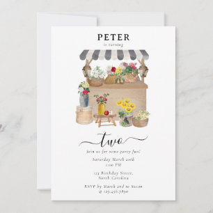 Invitation Watercolor Flower Market fête d'anniversaire