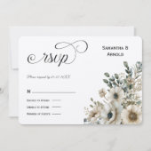 Invitation Watercolor Flowers Wedding RSVP (Devant)