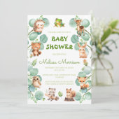 Invitation Watercolor Forest Baby Boy Douche (Debout devant)