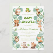 Invitation Watercolor Forest Baby Boy Douche (Devant / Derrière)