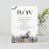 Invitation Watercolor Forest Boy Country Deer Baby shower (Debout devant)