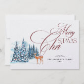 Invitation Watercolor Forest Christmas Card (Devant)