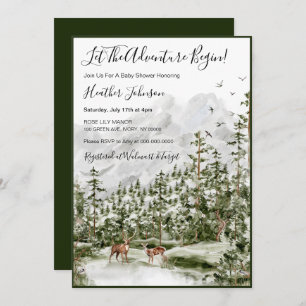 Invitation Watercolor Forest Deer Baby shower