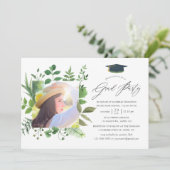 Invitation Watercolor Forest Green Graduation Party (Debout devant)