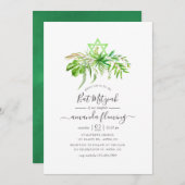 Invitation Watercolor Forest Greenery Bat mitzvah (Devant / Derrière)