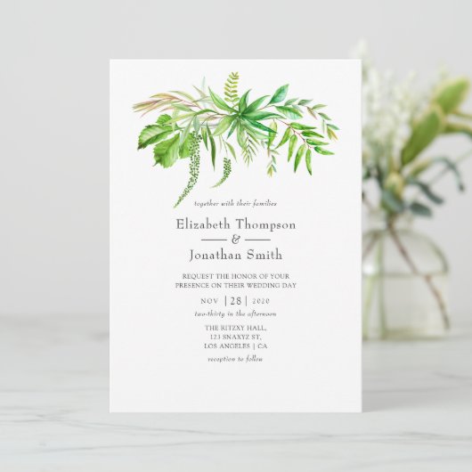 Invitation Watercolor Forest Greenery Mariage (Debout devant)