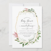 Invitation Watercolor Forest Herbarium Baby shower géométriqu (Devant)