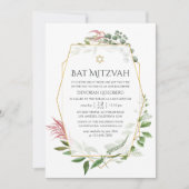 Invitation Watercolor Forest Herbarium Bat mitzvah géométriqu (Devant)