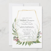 Invitation Watercolor Forest Herbarium Mariage géométrique (Devant)