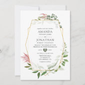 Invitation Watercolor Forest Herbarium Mariage géométrique (Devant)