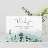 Invitation Watercolor Forest Merci Mariage extérieur (Debout devant)