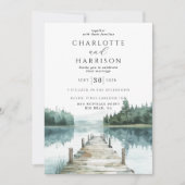 Invitation Watercolor Forest Mountain Lake Mariage (Devant)