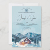 Invitation Watercolor Forest Winter Snowy Mountain Mariage (Devant)