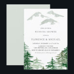 Invitation Watercolor Forest Winter Wedding shower Woodland<br><div class="desc">Invitation de wedding shower à thème Woodland. Il comprend des aquarelles et des montagnes avec des rayures motif et une typographie simple. Les textes sont entièrement modifiables pour tout événement. Personnalisez en ajoutant vos propres détails. Cette invitation à la forêt d'aquarelle est parfaite pour la douche de mariage d'automne et...</div>