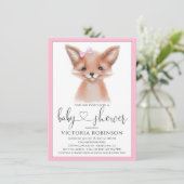 Invitation Watercolor Fox Girl Woodland Baby shower (Debout devant)