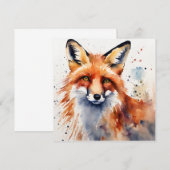 Invitation Watercolor Fox Portrait (Devant / Derrière)