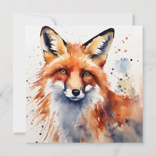 Invitation Watercolor Fox Portrait (Devant)