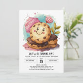 Invitation Watercolor Fun Boho Cookies Anniversaire (Debout devant)