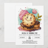 Invitation Watercolor Fun Boho Cookies Anniversaire (Devant / Derrière)