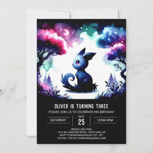 Invitation Watercolor Fun Chat Anniversaire (Devant)