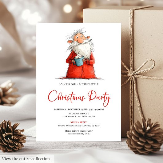 Invitation Watercolor Funny Santa Personalized Party Invite
