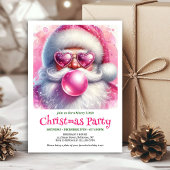 Invitation Watercolor Funny Santa Sunglasses Christmas Invite