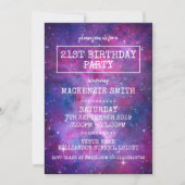 Invitation Watercolor Galaxy fête d'anniversaire (Devant)