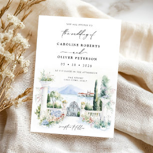 Invitation Watercolor Garden Lake Mariage paysager italien