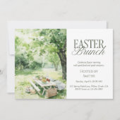 Invitation Watercolor Garden Picnic Easter Brunch Elegant  (Devant)