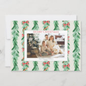 Invitation Watercolor Garland Bow Holiday Card (Devant)