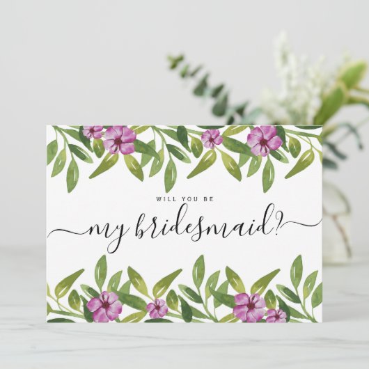 Invitation Watercolor garland sera-tu ma servante (Debout devant)