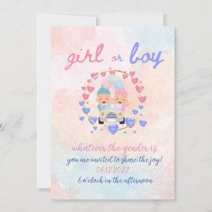 Invitation Watercolor Genre Reveal Party Garçon ou fille