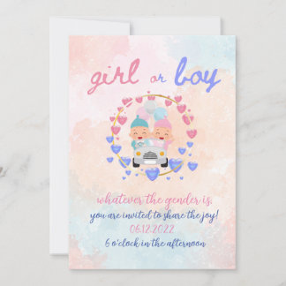 Invitation Watercolor Genre Reveal Party Garçon ou fille