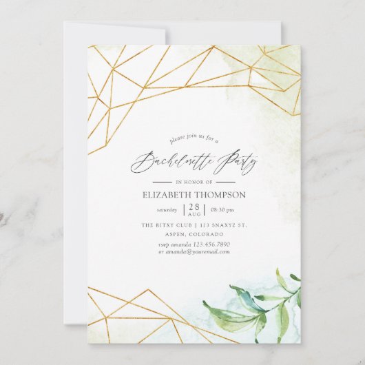 Invitation Watercolor Geometry Crystal Bachelorette (Devant)