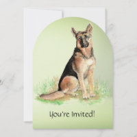 Watercolor German Shepherd Chien fête d'anniversai