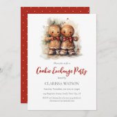 Invitation Watercolor Gingerbread Cookie Exchange Party (Devant / Derrière)
