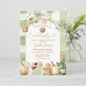 Invitation Watercolor Gingham Cocktail and Cookies Winter (Debout devant)